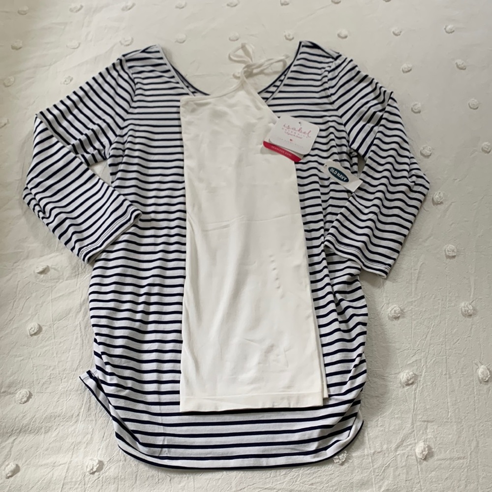 NWT Isabel Maternity Cami + Old Navy Striped 3/4 Sleeve Maternity Top